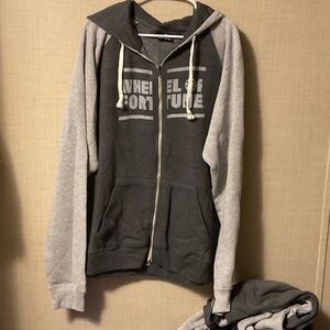 Gray and Black Graphic Zip-Up Hoodie